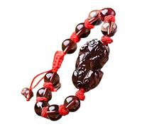 GGYTMQL Bracelet d'obsidien Noir, Natural Black Obsidian Gemstone Energy Bracelet Richesse One Coin Piyao Bracelet Ward Off Evil Spirits for Women Men Bielry Gift, Brown