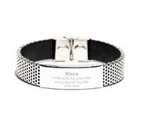 GGYTMQL Bracelet en acier inoxydable pour nièce - gravé de promenade à vos côtés tous les jours - des cadeaux parfaits d'anniversaire, de Noël et de remise des diplômes pour la nièce de l'oncle - des