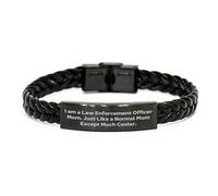 GGYTMQL Bracelet en cuir tressé des forces de l'ordre, cadeau drôle pour maman, cadeaux uniques de Noël de la famille à l'agent des forces de l'ordre, petit, cuir, pas de pierre précieuse