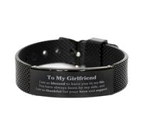 GGYTMQL Bracelet en maille de requin noir pour petite amie - un jeton d'amour et de soutien pour son anniversaire, Noël et la remise des diplômes - des cadeaux de confiance et d'inspiration gravés,