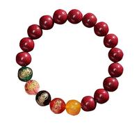 GGYTMQL Bracelet Panzhu, Rosaire Bouddhiste, Rosary Perles, Five Way God of Wealth Cinnabar Bon Bracelet Bracelet Bracelet de Richesse de Richesse Dessin Fortune HandSit for Men Women Women Beads