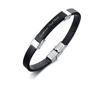 GGYTMQL Bracelet pour Femmes en Acier en Titane Noir, Mode rétro, Bracelet à Corde tressé Multicouche avec Lettres anglaises.