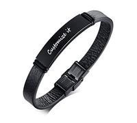 GGYTMQL Bracelet pour Femmes en Acier en Titane Noir, Mode rétro, Bracelet à Corde tressé Multicouche avec Lettres anglaises.