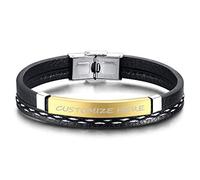 GGYTMQL Bracelet pour Femmes en Acier en Titane Noir, Mode rétro, Bracelet à Corde tressé Multicouche avec Lettres anglaises.