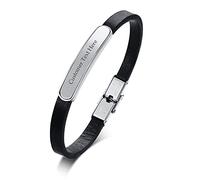 GGYTMQL Bracelet pour Femmes en Acier en Titane Noir, Mode rétro, Bracelet à Corde tressé Multicouche avec Lettres anglaises.