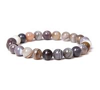 GGYTMQL Bracelets Masculins Bracelet pour Les Yeux Tigres naturels polis 8 mm Lapis Lazuli Perles Bracelet élastiques pulsera Femmes, 25.Botswana Agate, 19cm
