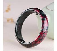 GGYTMQL Brangle de Jade Naturel Rose Noir Fleur Bijoux de Pierre de Pierre de Joie Accessoires de Mode à la Main (Couleur gemme: Taille 56-58 mm)