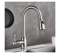 GGYTMQL Bronze Black Kitchen Robinet Tire Out Sprayer à 2 voies Bélanger à eau à eau froide à poignée chaude Granche pour la cuisine 360 Rotation (nickel brossé)