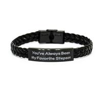 GGYTMQL Cadeaux de beau-fils pour fils, vous avez toujours été mon beau-fils préféré, mignon bracelet en cuir tressé, bracelet gravé de maman, petit zinc plaqué en argent, zircone cubique