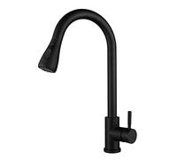 GGYTMQL Capteur touchez le robinet mélangeur d'évier de cuisine avec pulvérisateur de traction, robinets de cuisine en acier inoxydable pivotant chaud et eau multifonction robinet-noir (noir)