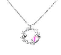GGYTMQL Chaîne à maillons 925 opale et planète - Bijoux pour femme - Collier ras du cou de mariage
