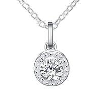 GGYTMQL Chaîne de liaison de 18 pouces ronde AAA Zircon Pendant Collier pour le cadeau de fiançailles des femmes