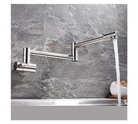 GGYTMQL Chrome Nickel Black Pot Pot Remplissage Tap Robinet de Cuisine Murale Fauce de Cuisine Simple Single Trou Single Rotation Spout Pliant (Or C-Brushed)