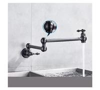 GGYTMQL Chrome Nickel Black Pot Pot Remplissage Tap Robinet de Cuisine Murale Fauce de Cuisine Simple Single Trou Single Rotation Spout Pliant (Or C-Brushed)