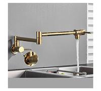 GGYTMQL Chrome Nickel Black Pot Pot Remplissage Tap Robinet de Cuisine Murale Fauce de Cuisine Simple Single Trou Single Rotation Spout Pliant (Or C-Brushed)