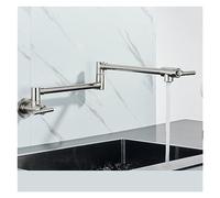 GGYTMQL Chrome Nickel Black Pot Pot Remplissage Tap Robinet de Cuisine Murale Fauce de Cuisine Simple Single Trou Single Rotation Spout Pliant (Or C-Brushed)