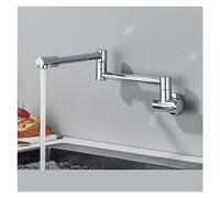 GGYTMQL Chrome Nickel Black Pot Pot Remplissage Tap Robinet de Cuisine Murale Fauce de Cuisine Simple Single Trou Single Rotation Spout Pliant (Or C-Brushed)