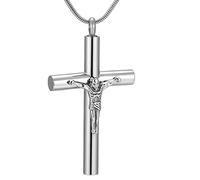 GGYTMQL Collar de Hombre Con Urna de Cenizas Cruz Colgante de Urna Joyería de Cremación Conmemorativa de Acero Para Cenizas Inoxydable