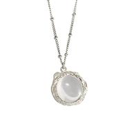 GGYTMQL Collier 925 Pendentif en Argent Sterling Rond Prendant Transparent Collier de Longue chaîne Dames exquise Party Pendant Bijoux Jewelry Collier (Gem Color: Silver Clear)
