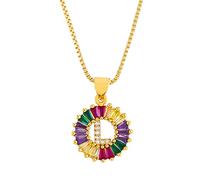 GGYTMQL Collier Classique Collier Multicolore Personnel Personnel 26 Lettres Nom Bijoux pour Femmes Girls Accessoires Cadeau