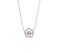 GGYTMQL Collier Collier de fleurs exquis 925 Pink Pendant Clicule Chaîne Sweet Decorative Collier Birthday Gift For Girlfriend, femme Colliers For Women