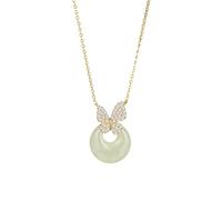GGYTMQL Collier Collier pour Femmes 925 Silver Hetian Jade Collier Butterfly Collier Collier Pendre élégant Collier Bijoux