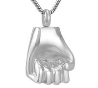 GGYTMQL Collier conmemorativo de cenizas un poderoso puño de acero inoxydable para hombres, recouerdo de urna conmemorativa, Colgante, collier de cenizas de cremación para hombres