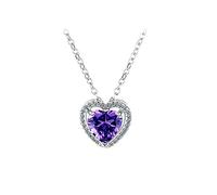 GGYTMQL Collier d'améthyste en forme de cœur pour femmes 925 bijoux Purple Gemstone Pendante Clicule Chaîne Heart of the Sea Made in China