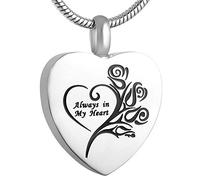GGYTMQL Collier de cendres en acier inoxydable Les cendres commémoratives pendentif seront toujours dans mon cœur pour commémorer les cendres de crémation bijoux