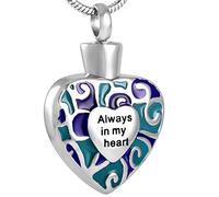 GGYTMQL Collier de cendres en acier inoxydable Les cendres commémoratives pendentif seront toujours dans mon cœur pour commémorer les cendres de crémation bijoux