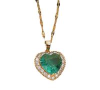 GGYTMQL Collier de coeur de pave géométrique de bijoux pour filles, collier de coeur en strass brillant - collier de pave zircon, collier de coeur de réunion pour collier d'anniversaire de la