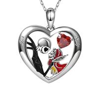 GGYTMQL Collier de crâne pour Hommes 925 Argent Sterling Punk Cristal crâne pendent Amour Mal dévié Collier Coeur Hip hop Punk bohème Memento Mori Collier Pirate médaillon