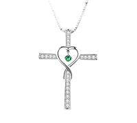 GGYTMQL Collier de Croix de cœur Infinity 925 Argent Sterling pour Femmes et Filles, Collier CZ Brillant avec Croix Religieuse - Collier de Foi avec cœur et Croix, chrétien catholique