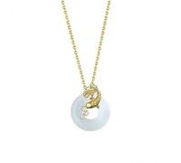 GGYTMQL Collier de jade en or 14K pour femmes, collier de jade de boucle de paix, collier en jadéite carpe, cadeau merveilleux pour la femme et la mère