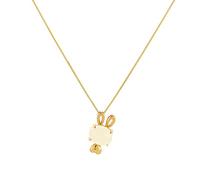 GGYTMQL Collier de lapin en jade en or 14K, collier de pendentif en jade naturel, journée de la femme, cadeau d'anniversaire pour femme, petite amie