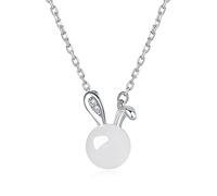 GGYTMQL Collier de lapin en or 14 carats, collier de pendentif lapin Moisanite, cadeaux de bijoux du Nouvel An chinois pour femmes