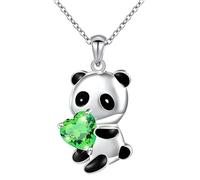 GGYTMQL Collier de panda accessoire pour femmes et filles, charmant collier panda coeur coloré, bijoux de panda, collier de panda rouge pour filles, médaillon panda, pendentif panda monnaie