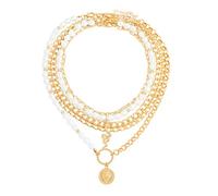 GGYTMQL Collier de Pendentif Bar, Collier Multicouche Ensemble pour Les Femmes Perle en métal Lame
