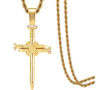 GGYTMQL Collier de pendentif de foi de l'ongle Hip Hip Hop pour hommes pour hommes Femmes, 18k plaqué aaa cz glacé Simuler Diamond Accents Bling Bling Charm Collier avec chaîne de corde en acier