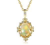 GGYTMQL Collier de pierres précieuses solides 925 pour les femmes Pendant le tour de cou quartz rose opale 100% naturel