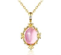 GGYTMQL Collier de pierres précieuses solides 925 pour les femmes Pendant le tour de cou quartz rose opale 100% naturel