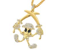 GGYTMQL Collier de Pirate pour Hommes et Femmes, Hip Hop Iced Anchor Pirate Skull Pendant Collier pour Femmes Chaîne à Longue chaîne