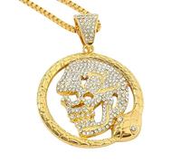GGYTMQL Collier de Pirate pour Hommes et Femmes, Hip Hop Iced Anchor Pirate Skull Pendant Collier pour Femmes Chaîne à Longue chaîne