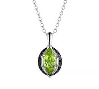 GGYTMQL Collier de tour de cou bijoux pour dames Natural Peridot Pendentif 925 Collier de chaîne en argent sterling pour les femmes