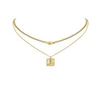 GGYTMQL Collier Double couches portant un pendentif carré