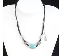 GGYTMQL Collier en argent S925, collier de chaîne de clavicule en pierre Tianhe Stone Collier femelle Collier de style ethnique célèbre (S925 Silver Amazonite)