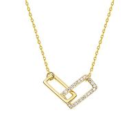 GGYTMQL Collier en Cristal, 925 Entrocource à Double Bague Collier à Charme pour Le Collier de Femmes