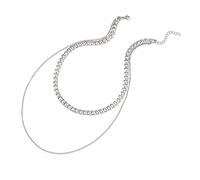 GGYTMQL Collier en Cristal, Exquis Hip Hop 925 Chunky Cnecklace for Women Double-Couche Colliers Party Bijoux // 40-45 cm
