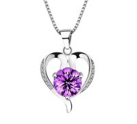 GGYTMQL Collier Pendentif en Forme de Coeur pour Le cœur pour Femmes Bijoux 925 Gemystones Amethyst Clavicule Chain Female Cadeau