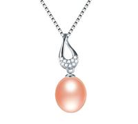 GGYTMQL Collier pendentif en zircon pour les femmes Collier de perle ovale d'eau douce 100% naturelle fabriquée en Chine